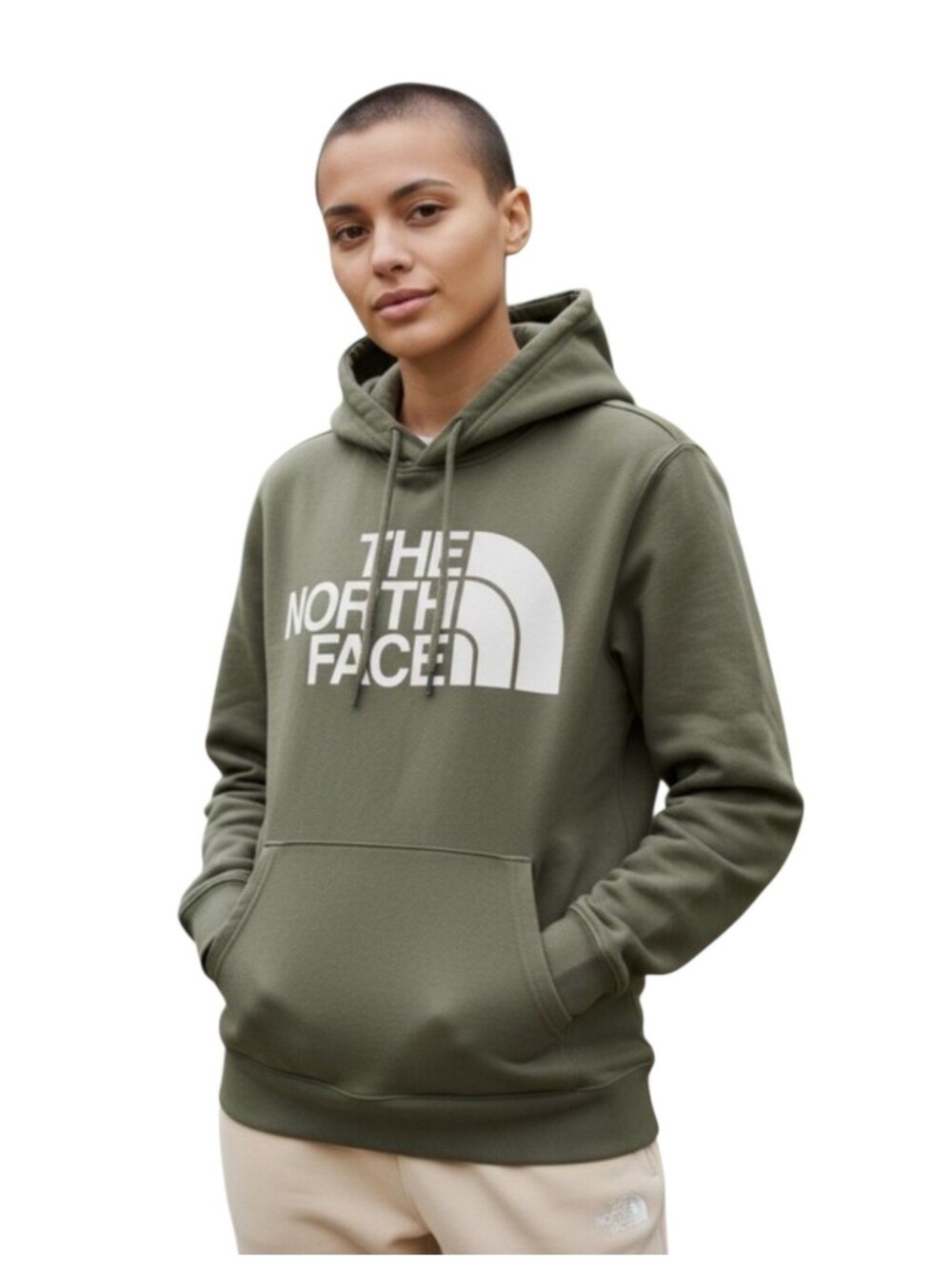 The North Face Olive Hoodie with White Logo